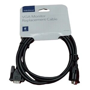 Insignia VGA Monitor Replacement Extension Cable Black 6ft NS-PV06501 - NEW